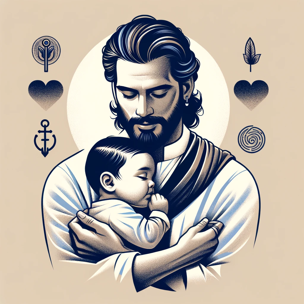 man with a baby